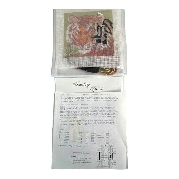Something Special Cross Stitch Crewel Kit Tiger #316 5” Partially Complete READ - Picture 1 of 4